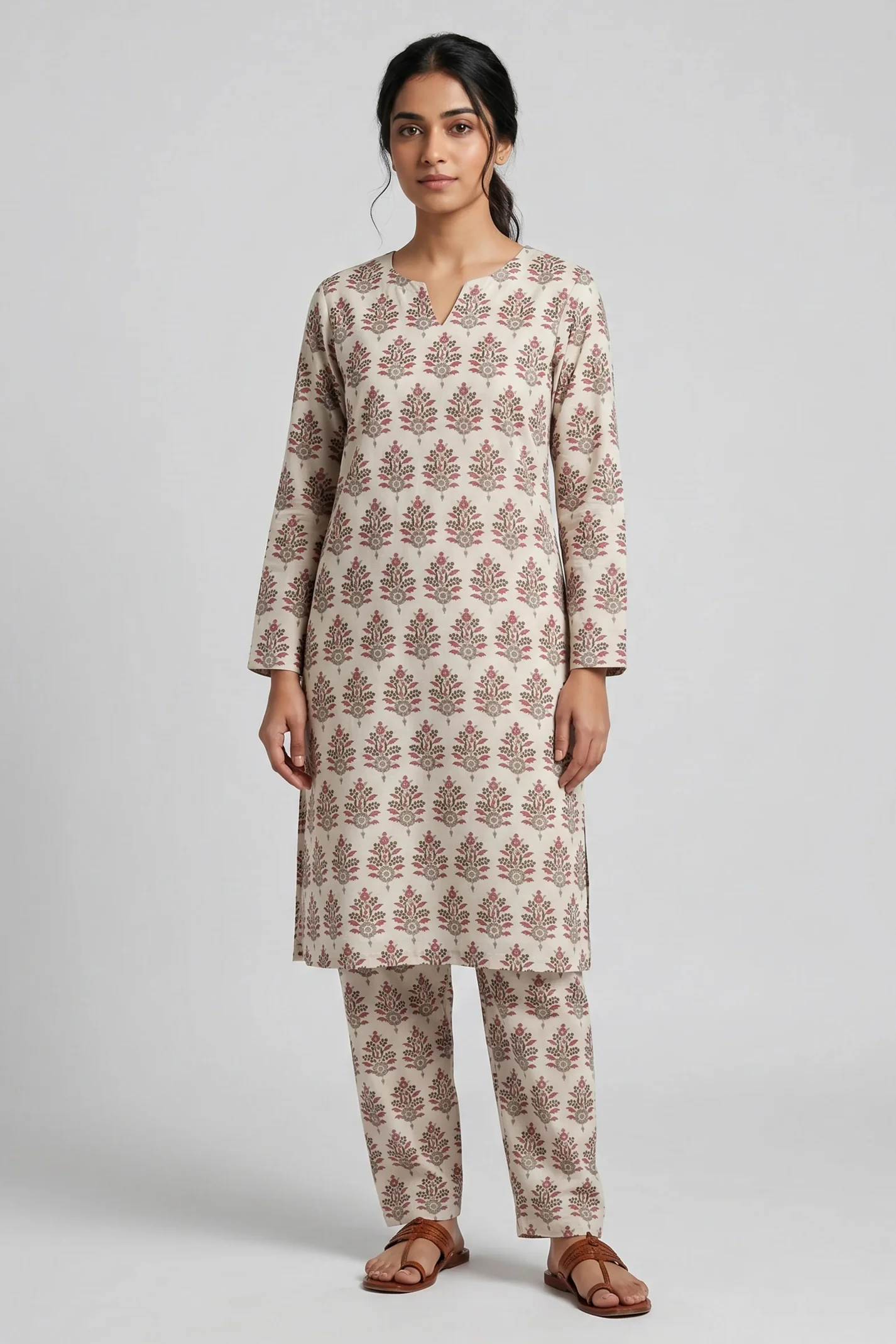 PRINTED CAMBRIC STITCHED 2 PIECE SUIT