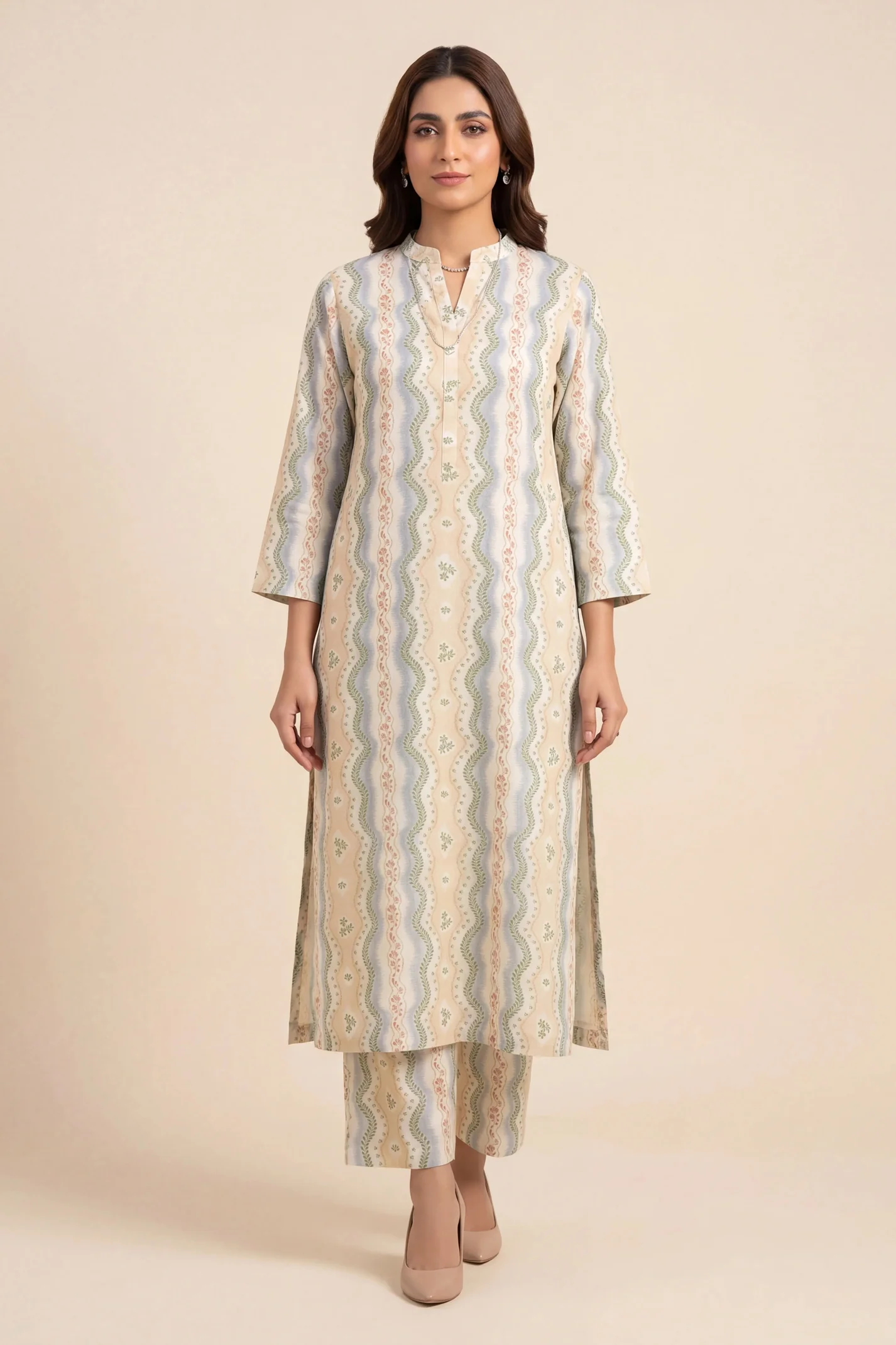 PRINTED RAW SILK UNSTITCHED SHIRT BOTTOM SUIT